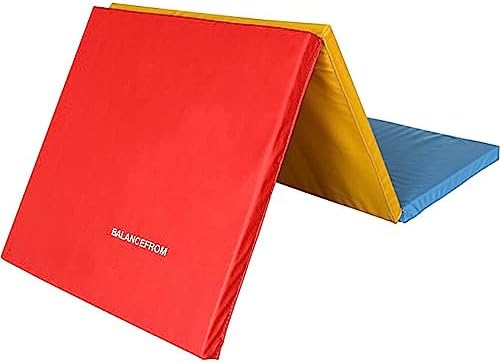 2-Inch Three Fold Folding Exercise Mat 6'x2' with Carrying Handles for MMA, Multi-Color