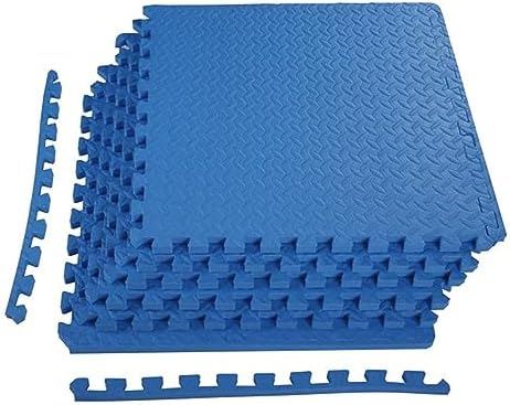 6 Piece Foam Floor Mat Puzzle Tiles, 3/4” Thick, 24 Sq Ft, Blue