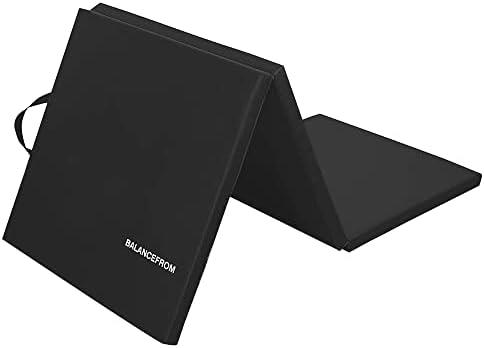 6x2 Feet 3-Panel Folding Gymnastics Mat – 1.5-Inch Thick Pad with Vinyl Surface and Carrying Handles for Tumbling, Yoga, Pilates, Home Workouts, and Martial Arts