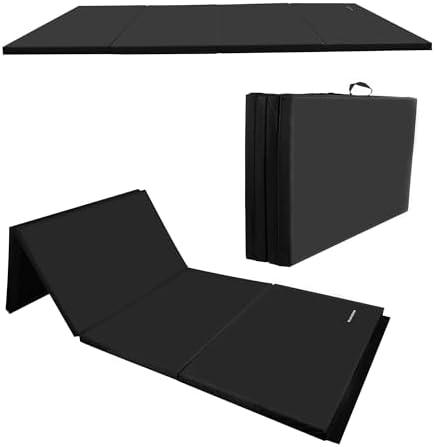 6x4 Feet 4-Panel Folding Gymnastics Mat – 2-Inch Thick Pad with Vinyl Surface and Carrying Handles for Tumbling, Yoga, Pilates, Home Workouts, and Martial Arts