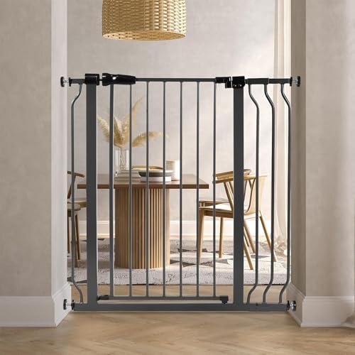 Easy Walk-Thru Safety Gate for Doorways and Stairways with Auto-Close/Hold-Open Features, 36-Inch Tall, Fits 29.1 - 38.5 Inch Openings, Graphite