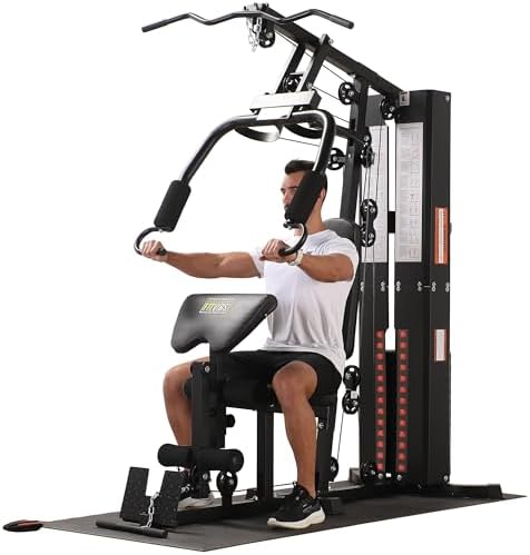 Multifunctional Home Gym Machine with Floor Mat, 160LBS Weights