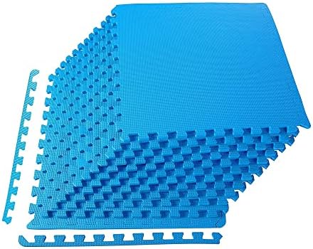 Puzzle Exercise Mat 1/2-inch Thick, EVA Interlocking Foam Floor | Tiles for Home Gym, Mat for Home Workout Equipment, Floor Padding for Kids, Blue, 24 in x 24 in x 1/2 in, 48 Sq Ft - 12 Tiles