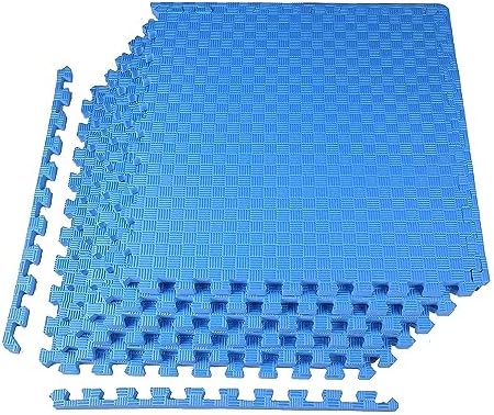 Puzzle Exercise Mat 1/2" Thick, EVA Interlocking Foam Floor Tiles for Home Gym, Mat for Home Workout Equipment, Floor Padding for Kids, Blue, 24 in x 24 in x 1/2 in, 144 Sq Ft - 36 Tiles