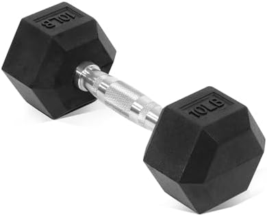 Rubber Encased Hex Dumbbell in Pairs or Singles, Black