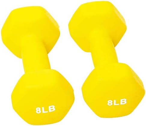 Set of 2 Neoprene Coated Non-Slip Grip Dumbbell Weights, Yellow